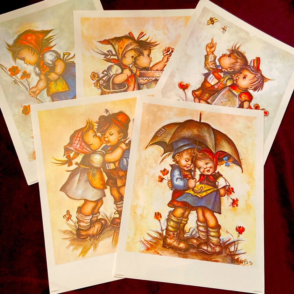 Vintage 70’s Hummel lithographs set of 5 size 9”x12”
